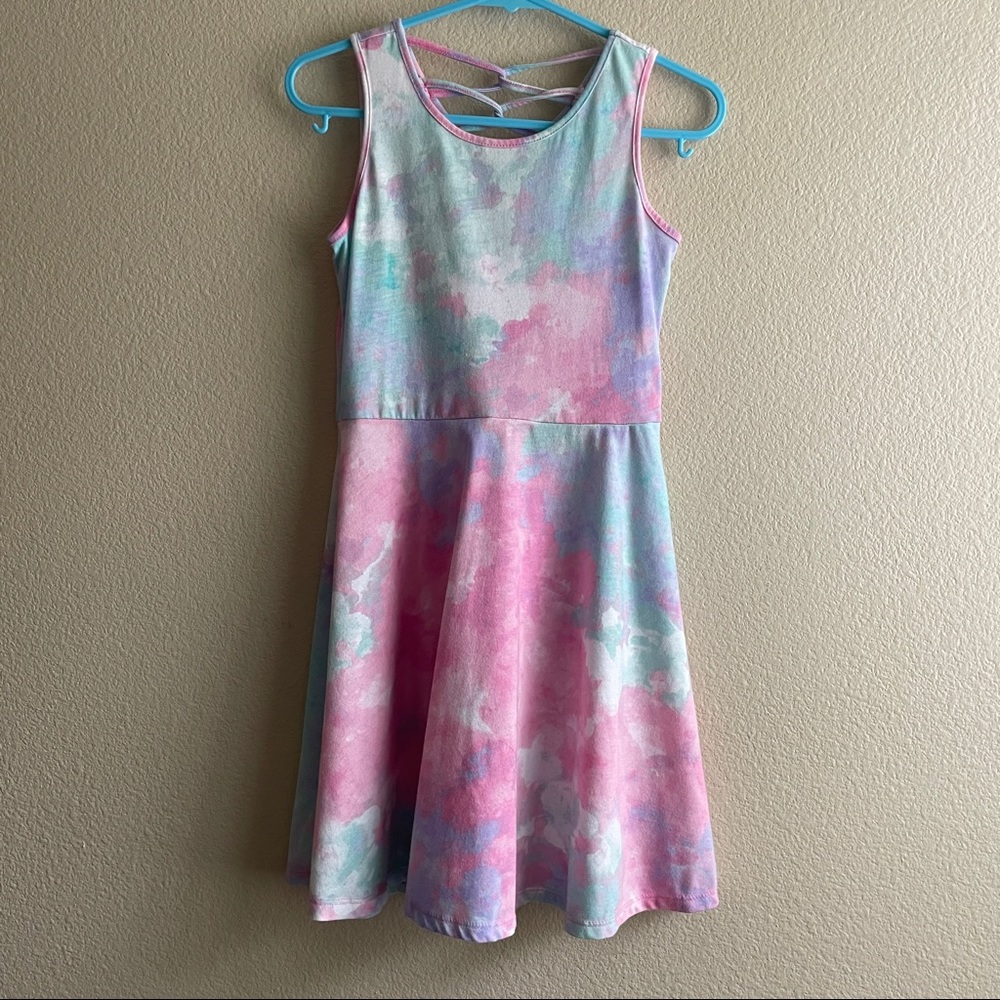 Children’s Place tie dye criss cross back twirl dress